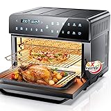 Minibackofen 25L (XXL), All In One Ofen, ölfreie Heißluftfritteuse Airfryer, Grill Toaster, Pizzaofen, Campingofen, Mit 5 Zubehörteilen Und 20 Papierrezepten, Schwarz