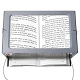 OBOVO Lupe mit Licht, 3X Leselupe mit Licht für Senioren Groß, Dimmbare Lupen mit 12 LED Licht und Klappbarer Ständer Hände Frei für Senioren, Bücher, Schmuck, Arbeit, Nähen, Lesen, Sehschwäche