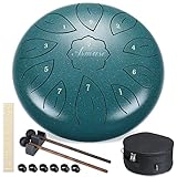 Asmuse Steel Tongue Drum, 10 Zoll 11 Tone C-Dur Zungentrommel Ätherische Trommel Stahl Handpan Drum , für Meditation Unterhaltung Konzert Yoga, mit Reisetasche, Hammer