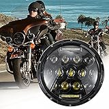 JMTBNO 7 Zoll Motorrad LED Scheinwerfer E Geprüft DRL Runder Fahrlicht 12V Kompatibel mit Harley Road King Street Glide Electra Glide Ultra Limited Softail Trike / Road Star V-Star