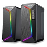 SOULION R40 Computer Lautsprecher, 2.0 USB-betriebene PC Lautsprecher, RGB Beleuchtung Lautsprecher für PC mit Lautstärkeregler Taste, Bluetooth 5.0, Surround Sound für Laptop,Tablets,Smartphone