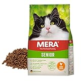 MERA Cats Senior Huhn, Trockenfutter für Sensible Katzen, getreidefrei & nachhaltig, Katzentrockenfutter mit hohem Fleischanteil, 2 kg