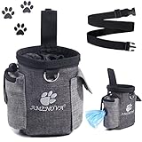 AMZNOVA Futterbeutel für Hunde, Leichte Hunde Leckerlitasche mit Gürtelclip und Abnehmbarem Bund, Hände Frei zum Tragen von Spielzeug, Kibble und Leckereien, Heide-Kaffee