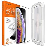 Spigen Glas.tR EZ Fit Schutzfolie kompatibel mit iPhone XS, iPhone X, 2 Stück, Volle Abdeckung, Kratzfest, 9H Härte Folie