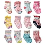 Cottock Kleinkind Mädchen Rutschfeste Socken Nette Baumwolle mit Griffen, Baby Mädchen Anti-Rutsch-Socken , 1-3 Jahre, 12 Paar