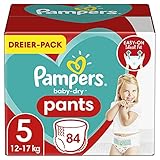 Pampers Windeln Pants Größe 5 (12-17kg) Baby Dry, 84 Höschenwindeln, MONATSBOX, Einfaches An- und Ausziehen, Zuverlässige Trockenheit