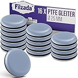 Filzada® 16x Teflongleiter Selbstklebend - Ø 25 mm (rund) - Profi Möbelgleiter/Teppichgleiter PTFE (Teflon)