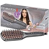 Remington Glätteisen & Haarbürste für eine reduzierte Stylingzeit (Keratin-Keramikbeschichtung mit Mandelöl angereichert, Digitales Display, 150-230°C) CB7480