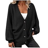 Damen Open-Front Kastenstrick Mit Waffelmuster Zopfmuster Strickmantel Button-Down Taste Nach Oben Mit Langen Ärmeln Sweater Jacket