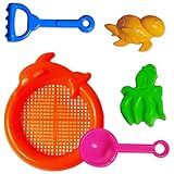 Sandspielzeug Zubehör 5 tlg. im Set | Sandkasten Spielzeug inkl. Sandformen Schaufel Rechen uvm | Sandspiel-Set Sand-Spielsachen für Kinder Junge & Mädchen | ideal für Sandkasten & Sand-Burg bauen