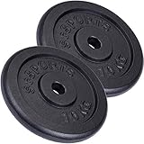 ScSPORTS® 20 kg Hantelscheiben Set 2 x 10 kg Gusseisen Gewichtscheiben 30/31 mm Bohrung, Gewichte durch Intertek geprüft + bestanden¹