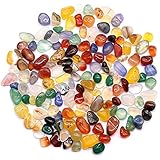 Natürliche Bunte Edelsteine Echte Halbedelsteine Trommelsteine Muggle Stones Glückssteine Steine in Verschiedenen Größen 9-12mm 200g für Kinder Aquarium Zimmer Pflanzen Dekoration (Circa 120 Stück)