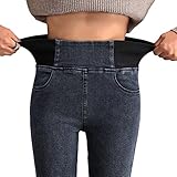 Onsoyours Damen Skinny Jeans High Waist Deinm Jeggings Knopfleiste Stretch Hose mit Taschen Pants Legging A Dunkelgrau XL