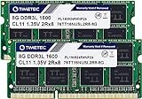 Timetec Hynix IC 16GB Kit (2x8GB) DDR3L 1600MHz PC3-12800 Unbuffered Non-ECC 1.35V CL11 2Rx8 Dual Rank 204 Pin SODIMM Laptop/Notizbuch Arbeitsspeicher Module Upgrade (16GB Kit (2x8GB))