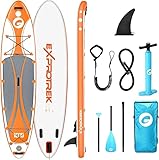 Exprotrek Stand Up Paddling Board, aufblasbares SUP Board, Stand Up Paddle Board Set, 6 Zoll dick für alle Schwierigkeitsgrade mit Paddel und komplettem Zubehör (150KG MAX)