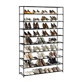 YOUDENOVA Schuhregal mit 10 Ebenen Schuhaufbewahrung aus Metall Schuhschrank für 50 Paar Schuhe Schuhablage 150x93x30 Schwarz