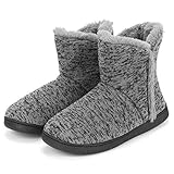 Hausschuhe Winter Pantoffeln Stiefel Hüttenschuhe Damen Wärmepantoffeln Plüsch Slipper Herren Flacheschuhe Hohe Gefüttert Wärmehausschuhe Geschlossene Hüttenstiefel Gummisohle rutschfest Puschen