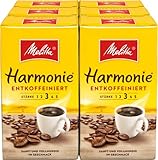 Melitta Gemahlener Röstkaffee, Filterkaffee, entkoffeiniert, vollmundiges, besonders sanftes Aroma, Harmonie entkoffeiniert, 6er Pack (6 x 500 g)