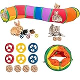 GIONAR 11 Pcs Kaninchen Spielzeug Tunnel, Haustier Spielzeug Kleintier Aktivität Tunnel Röhren für Kaninchen Hase Zwerg Meerschweinchen Kitty Welpen Crinkle zusammenklappbar