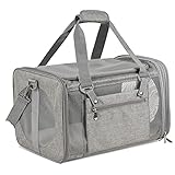 Vailge Transportbox Katze Transportbox Hund Faltbare Katzentransportbox, Transporttasche für Haustiere im Flugzeug Transportbox für Haustiere Katze Mittel Kleine Hunde 15lbs (Grau)