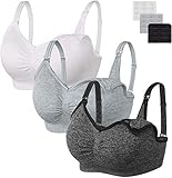 HBselect 3 Pcs Schwangerschafts Still BH Nahtloser Still-BH mit zusätzlichen BH-Verlängerungen Stillen und Schlaf Ohne Bügel für Damen