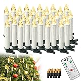 YRHome 40 Stück LED Kerzen Weihnachtskerzen Batterien Kabellos Warmweiß Lichterkette Dimmbar Kerzenlichter Flammenlose mit Fernbedienung Timer & Clips für Weihnachtsbaum Weihnachtsdeko Hochzeit Party