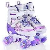 TOMSHOO Rollschuhe Kinder, Roller Skates mit 4 Größen Verstellbar, LED Rädern, Mehrere Größenoptionen, für Weihnachts und Geburtstags Geschenke