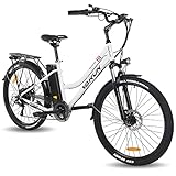 VARUN E-Bike Damen und Herren 26 Zoll mit 250W Motor 36V 10,4Ah Abnehmbare Lithiumbatterie für Erwachsene City Pendler Elektrofahrrad mit Shimano 7-Gang-Getriebe