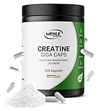 Wehle Creatine Giga Caps - 300 Creatin Kapseln hochdosiert I 100% Pures Kreatin Monohydrat - 100 Portionen ultrafeines Creatin für den Muskelaufbau