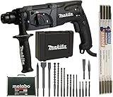 Makita Bohrhammer HR2470 im Koffer + Metabo Bohrer und Meisel-Set 17 tlg