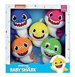 Jemini 024073 Baby Shark Set mit 5 Plüschtieren + 15 cm Baby Shark, Papa, Mama, PAPY und Mamy, Mehrfarbig