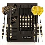 CC-Exquisite Profi Stahl Spitze Darts Set Custom Schaft und Flight Setup 6 Messing Barrels 22 Gramm 12 Aluminium 35 and 48 mm 12 Flights Standard Slim Darts Sharpeners