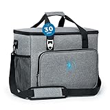 Obics - Kühltasche Gross faltbar 30l Kuehlbox Isoliertasche Grau für Essen in Tupperware für Auto mit Fächer Lunchtasche Camping Zubehör für Picknick Essenstasche isoliert und wasserdicht für Arbeit