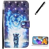 Beddouuk Hülle für iPhone 12 Mini,PU Leder Folio Flip Wallet Standfunktion Kartenfächer StoÃŸfeste Schutzhülle Klapphülle Handytasche Case Brieftasche für iPhone 12 Mini Löwe Tiger