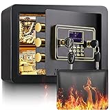 22 L Safe Tresor Feuerfest Wasserdicht, Elektronischer Safe Mit Feuerfest Wasserdicht Geldtasche, Digital Heimtresor Mit Tastatur, LED-licht, Externe Batteriebox, Möbel Safe für Geld Schmuck Dokumente