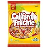 California Früchte – 1 x 1000g Vorratspackung – Gefüllte Bonbons mit Fruchtsaft – In vier verschiedenen Sorten