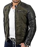 Redbridge Red Bridge Jacke Herren Biker Kunstleder Lederjacke Jacket mit gesteppten Bereichen (XL, Khaki)