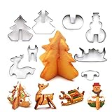 Weihnachten,Backen zubehör,Weihnachtsbaum,Schlitten,Elk,Schneemann,Ausstechformen Weihnachten8tlg,3D/keksausstecher,für Motivtorten Tortendeko Kekse Backen Edelstahl Plätzchen ausstecher.