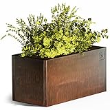 OPENSESAM Hochbeet Metall Vintage inkl. Zubehör | Hochbeet für Garten & Balkon | Kräuterbeet für Zuhause | Balkon Pflanzenkasten in Corten Optik 80x40x40 (mit Boden)