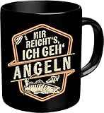 RAHMENLOS Kaffeetasse Becher für Angler: Mir reichts - Ich GEH Angeln - Im Geschenkkarton