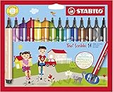 Felt Tip Pen - STABILO Trio Scribbi - Wallet of 14 - Assorted Colours