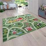 Paco Home Kinder-Teppich Für Kinderzimmer, Spiel-Teppich Mit Landschaft und Pferden rutschfest In Grün, Grösse:80x150 cm