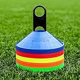 FORZA Markierungs-Hütchen Fussball (50 Stück) – Multi-Sportarten Training Markierungsteller und Halter | Fußball Hütchen | Fussball Trainingszubehör | Fußball Trainingsset | Hütchen Sport (Mehrfarbig)