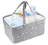 ilauke Baby Windel Caddy, Multifunktionale Baby Windel Organizer Tragbar Windeln Korb mit Abnehmbarem Teiler 10 Unsichtbaren Taschen für Auto, Schlafzimmer, Reisen und Wickeltisch