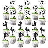 TYFYH 36 Stück Fußball Cupcake Topper, Sport Tortendeko Soccer Geburtstag Tortendeko Tortenaufleger Fussball für Jungs Fußball Sport Party kindergeburtstag Dekoration