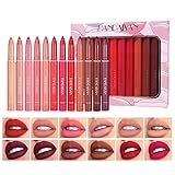 12 Farben Lippenkonturenstift Set Wasserdichtes Lippenstift Set Langlebige Lippenkonturenstift Dauerhaft Lip Liner Pencil Lip Liner Set Lipliner Bleistift Make-up zum Auskleiden/Auffüllen der Lippen