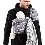 SCHMUSEWOLKE Ring Sling Babytragetuch Gerafft Jacquard Magic Blue BIO-Baumwolle 80 x 200 cm Babysize-Toddlersize Baby und Kleinkinder 9-60 Monate 6-16 kg Hüfttrage