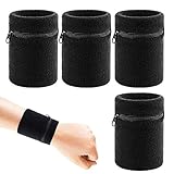 CHALA 4STK Schweissband Handgelenk Set Sportarmband Schweißarmband Sport Schweißband Wristbands mit Reißverschlusstasche laufarmband für Fitness Laufen Radfahren Fußball Basketball