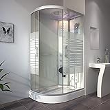 HOME DELUXE - Komplettdusche WHITE PEARL - Maße 120 x 80 cm Links - inkl. Regendusche, Radio und Zubehör I Duschtempel Fertigdusche, Dusche, Duschtempel