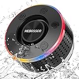 mebossco Bluetooth Lautsprecher, Dusche Lautsprecher mit Saugnapf, IPX7 Wasserschutz Tragbarer Bluetooth 5.0 Musikbox mit Farbwechsel LED-Lichter, 360° Stereo Sound Bluetooth Box, Freisprechfunktion